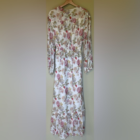 The Kooples Pink Floral Silk Ruffle Maxi Dress Luxury New Size 2 Medium $715 - Picture 3 of 12